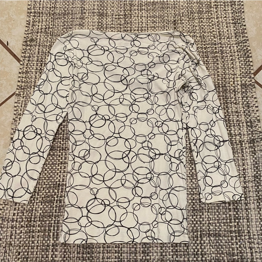 Old Navy Circle Geometric V-Neck 3/4 Sleeve Top S - Picture 2 of 7